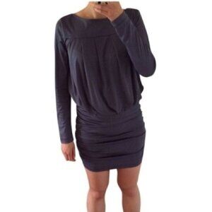RACHEL Rachel Roy Dress XS Pleated Ruched Long Sleeve Pewter Gray Cocktail Party
